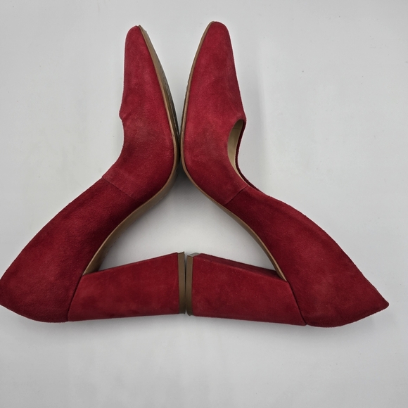 VINCE CAMUTO Red Suede Block Chunky Heels Shoes Size 8M - Picture 10 of 11